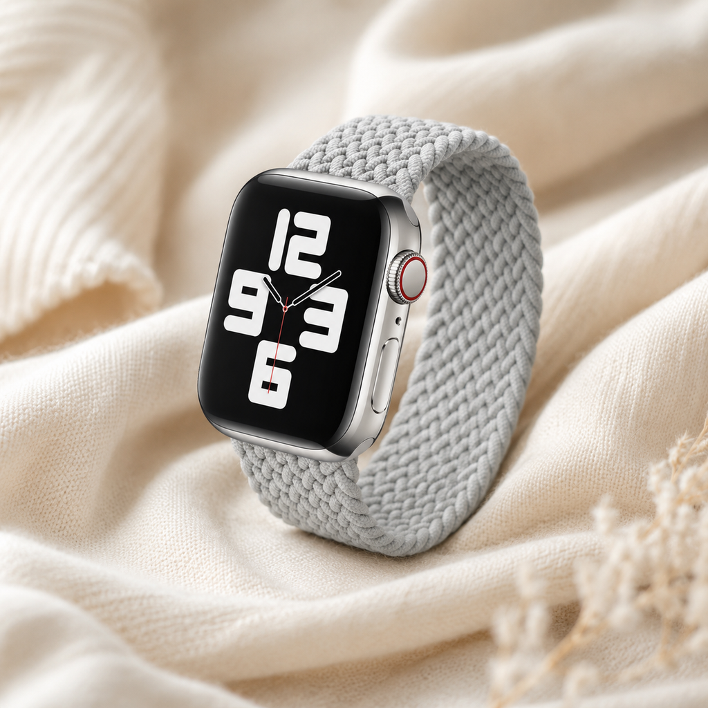 Apple Watch Nylon Braided Elastic Strap | Single Loop | Pearl White | 38/40mm & 42/44mm | XS–L