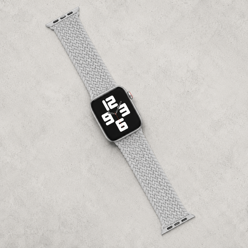 Apple Watch Nylon Braided Elastic Strap | Single Loop | Pearl White | 38/40mm & 42/44mm | XS–L