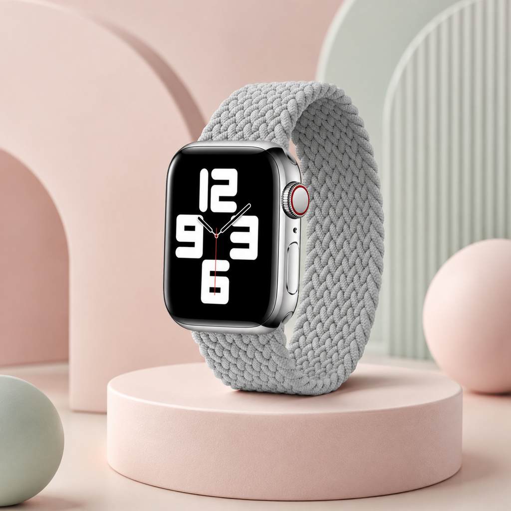 Apple Watch Nylon Braided Elastic Strap | Single Loop | Pearl White | 38/40mm & 42/44mm | XS–L