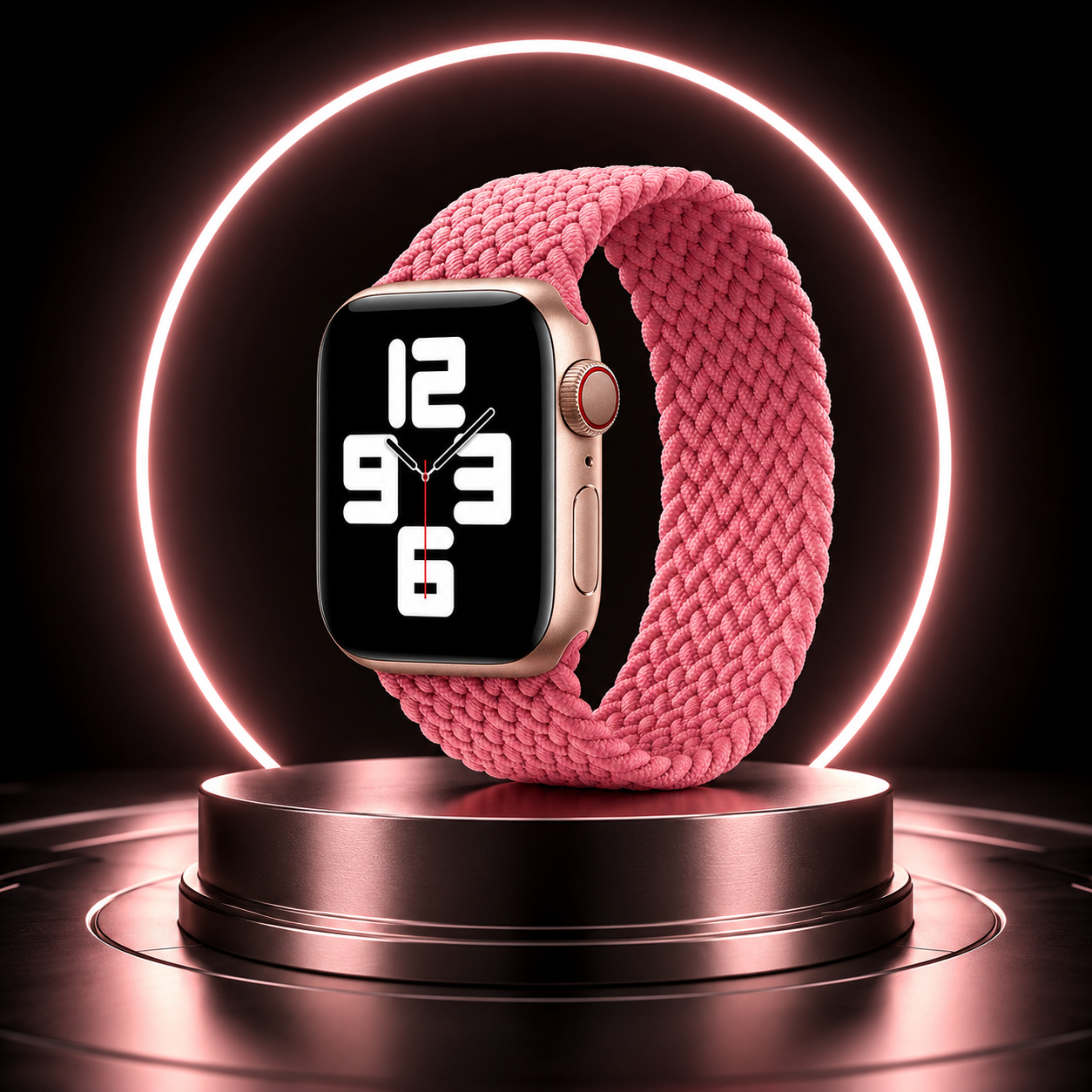 Apple Watch Nylon Braided Elastic Strap | Single Loop | Pink | 38/40mm & 42/44mm | XS–L