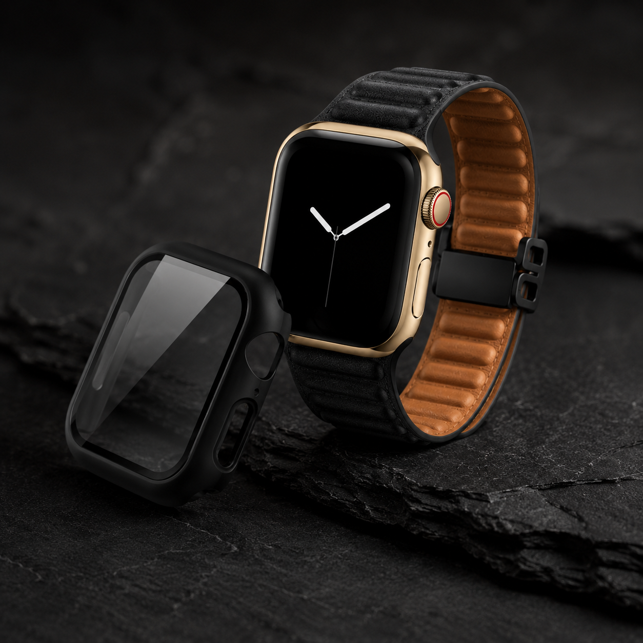 Apple Watch Protective Case | PC + Tempered Glass | Black | 38–49mm