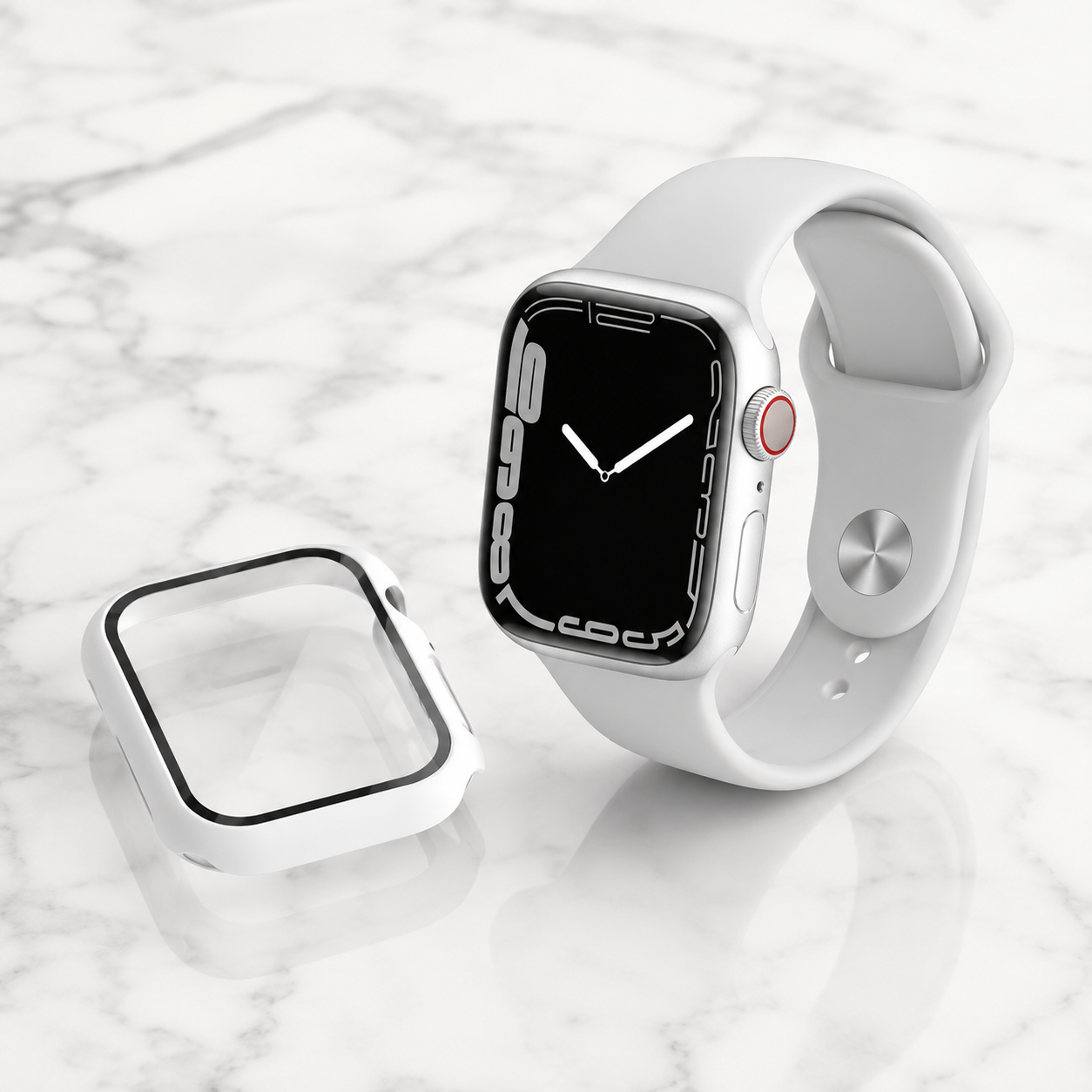 Apple Watch Protective Case | PC + Tempered Glass | White | 38–49mm