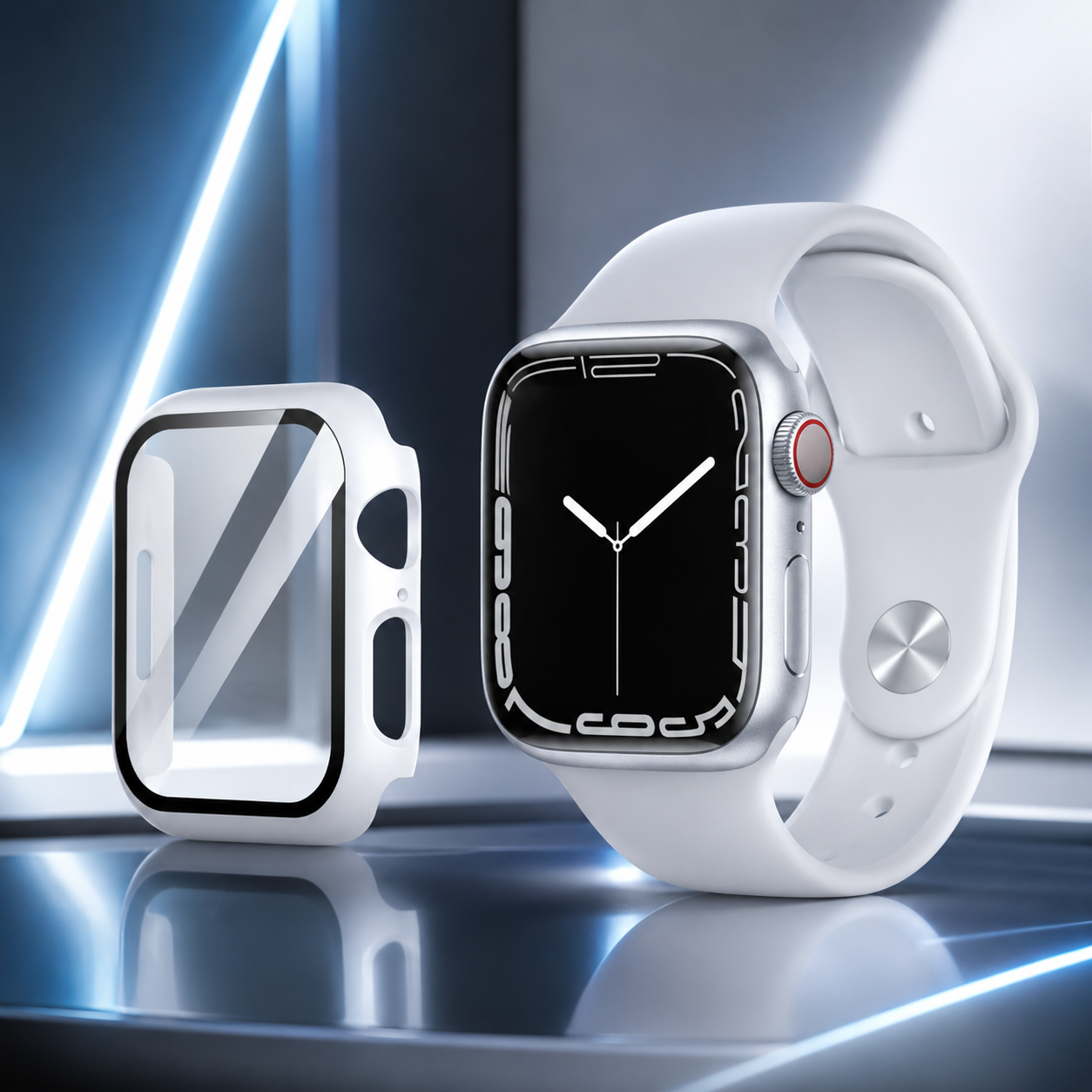 Apple Watch Protective Case | PC + Tempered Glass | White | 38–49mm