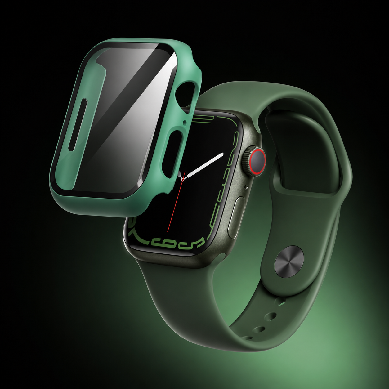 Apple Watch Protective Case | PC + Tempered Glass | Official Green | 38–49mm