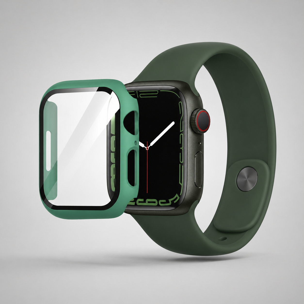 Apple Watch Protective Case | PC + Tempered Glass | Official Green | 38–49mm