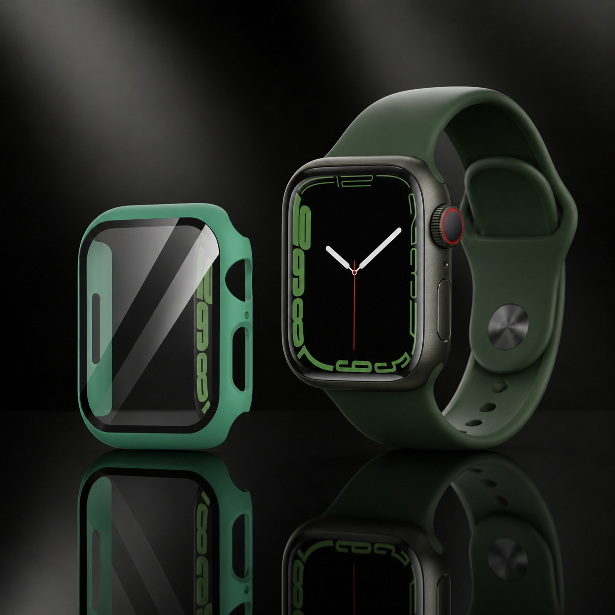 Apple Watch Protective Case | PC + Tempered Glass | Official Green | 38–49mm