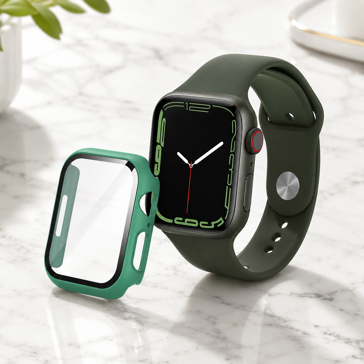 Apple Watch Protective Case | PC + Tempered Glass | Official Green | 38–49mm