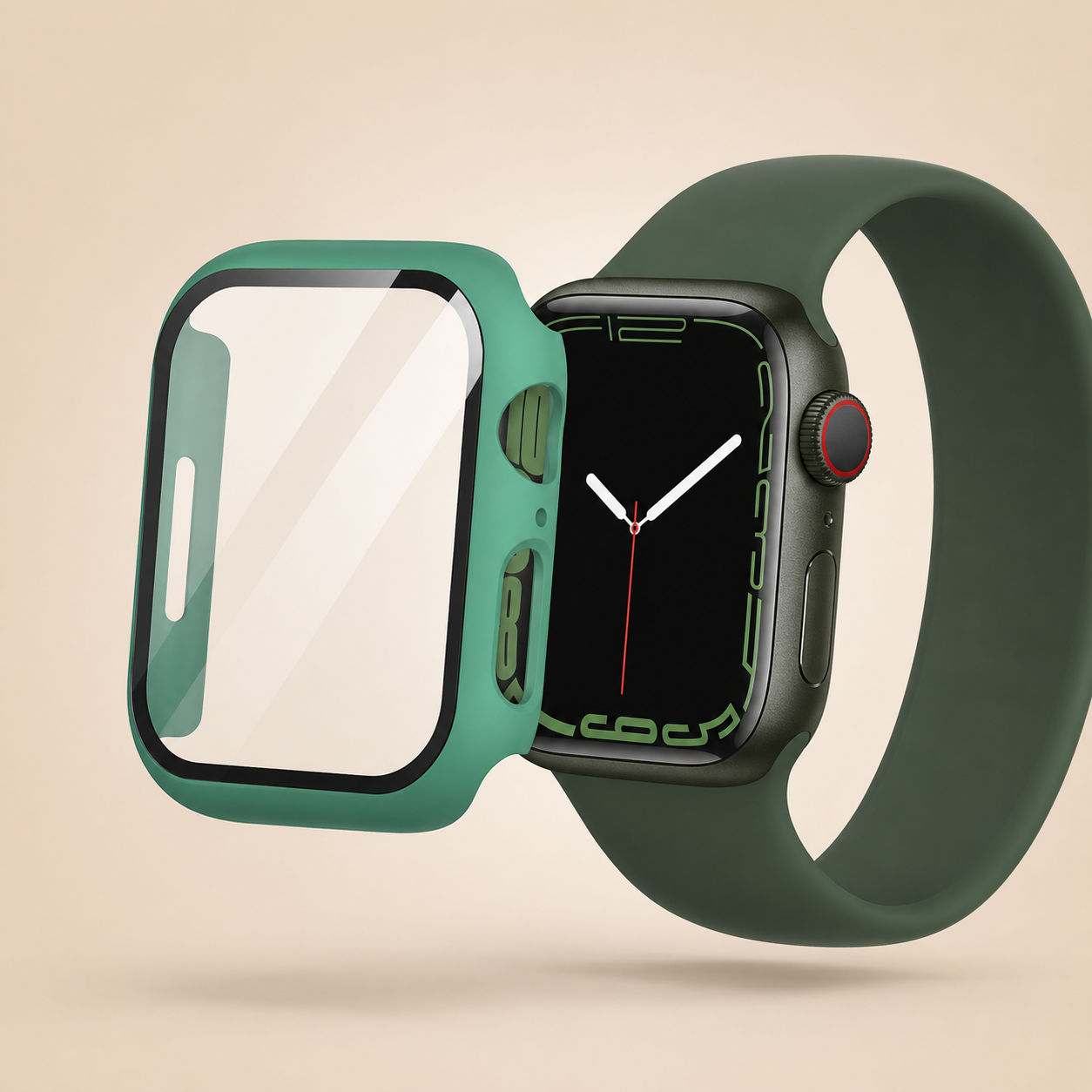 Apple Watch Protective Case | PC + Tempered Glass | Official Green | 38–49mm