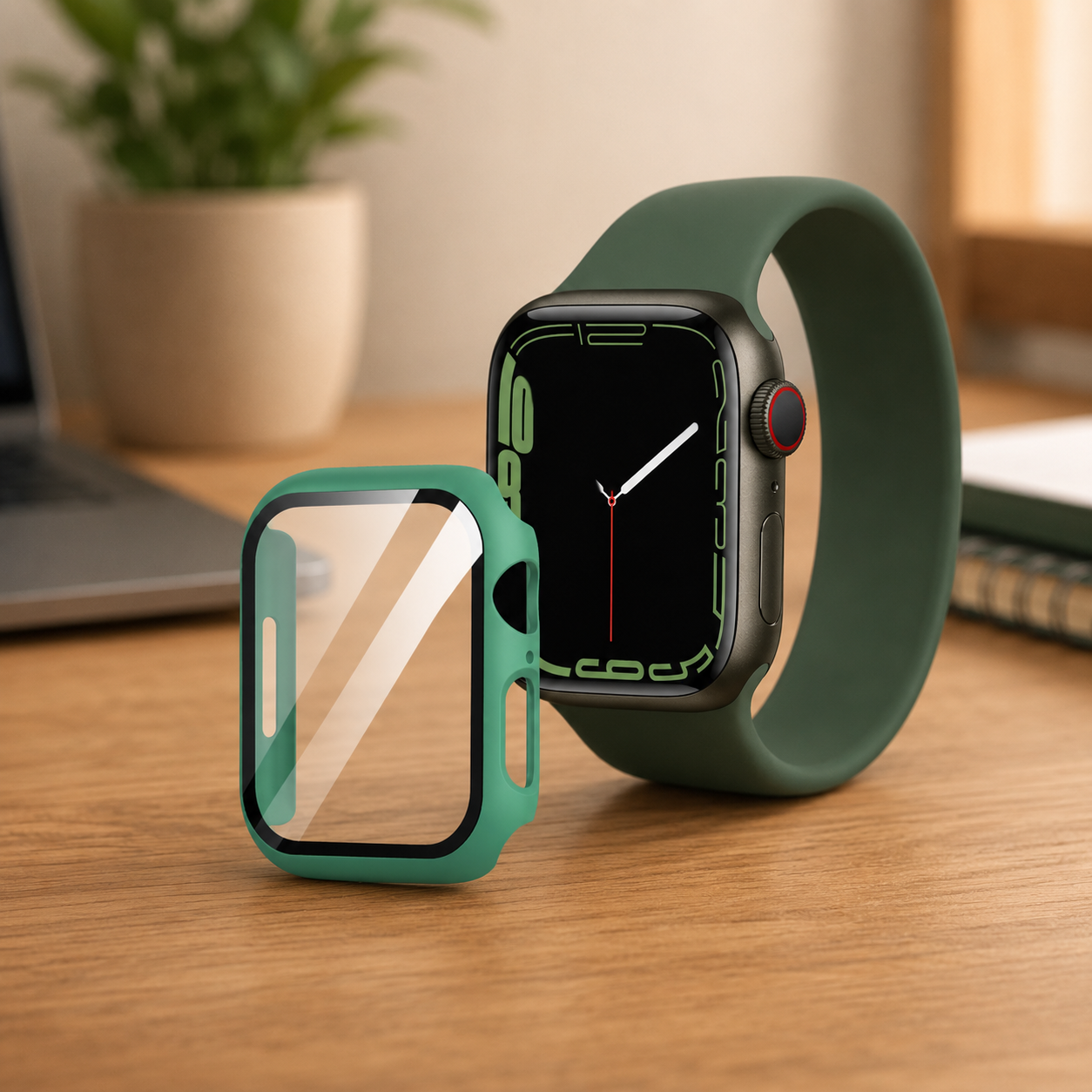 Apple Watch Protective Case | PC + Tempered Glass | Official Green | 38–49mm