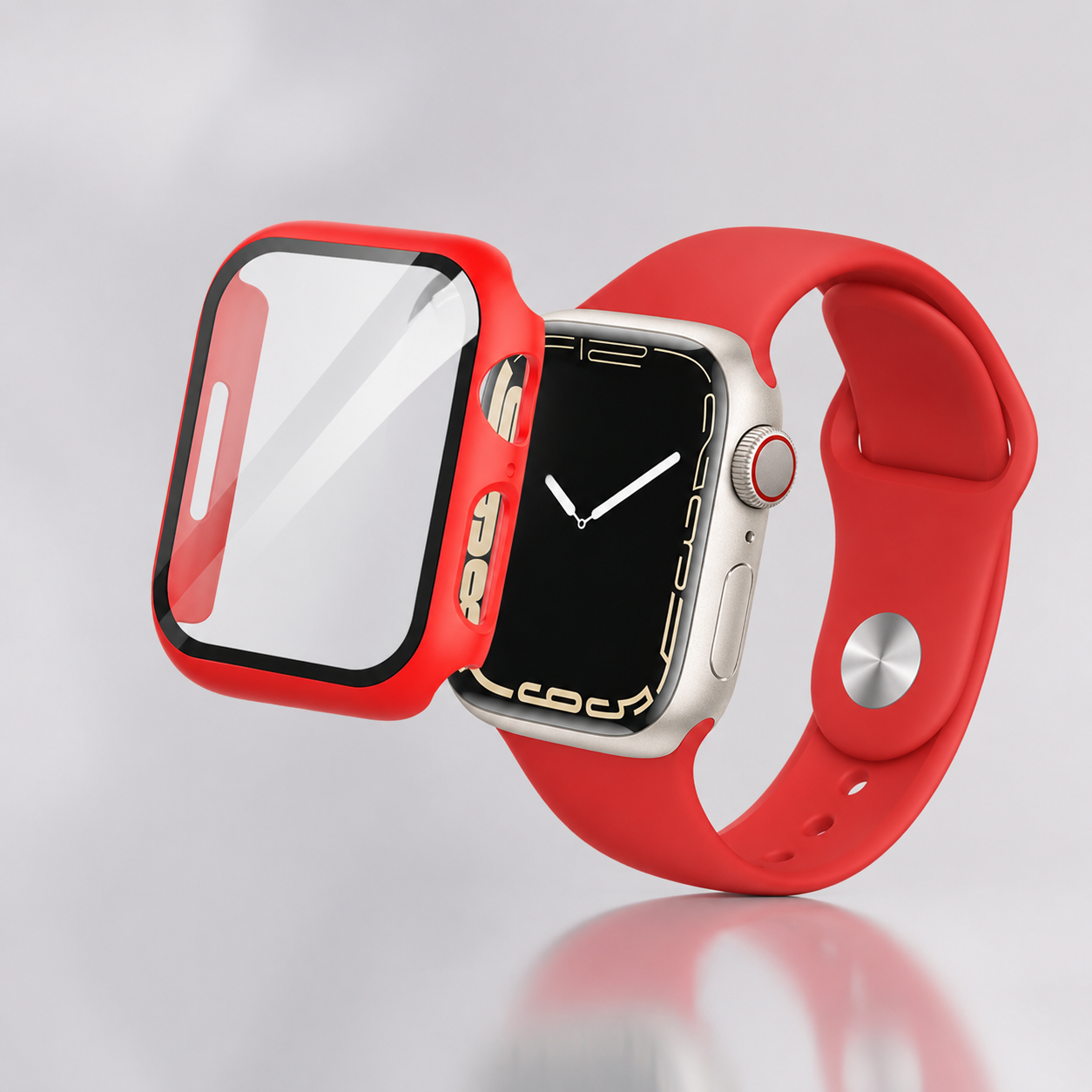 Apple Watch Protective Case | PC + Tempered Glass | Red | 38–49mm