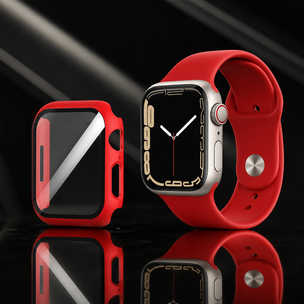 Apple Watch Protective Case | PC + Tempered Glass | Red | 38–49mm