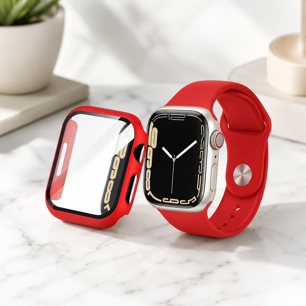 Apple Watch Protective Case | PC + Tempered Glass | Red | 38–49mm