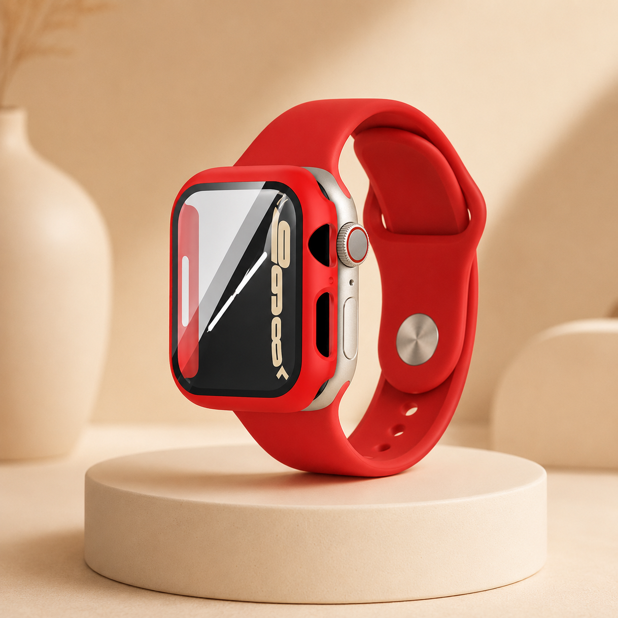 Apple Watch Protective Case | PC + Tempered Glass | Red | 38–49mm