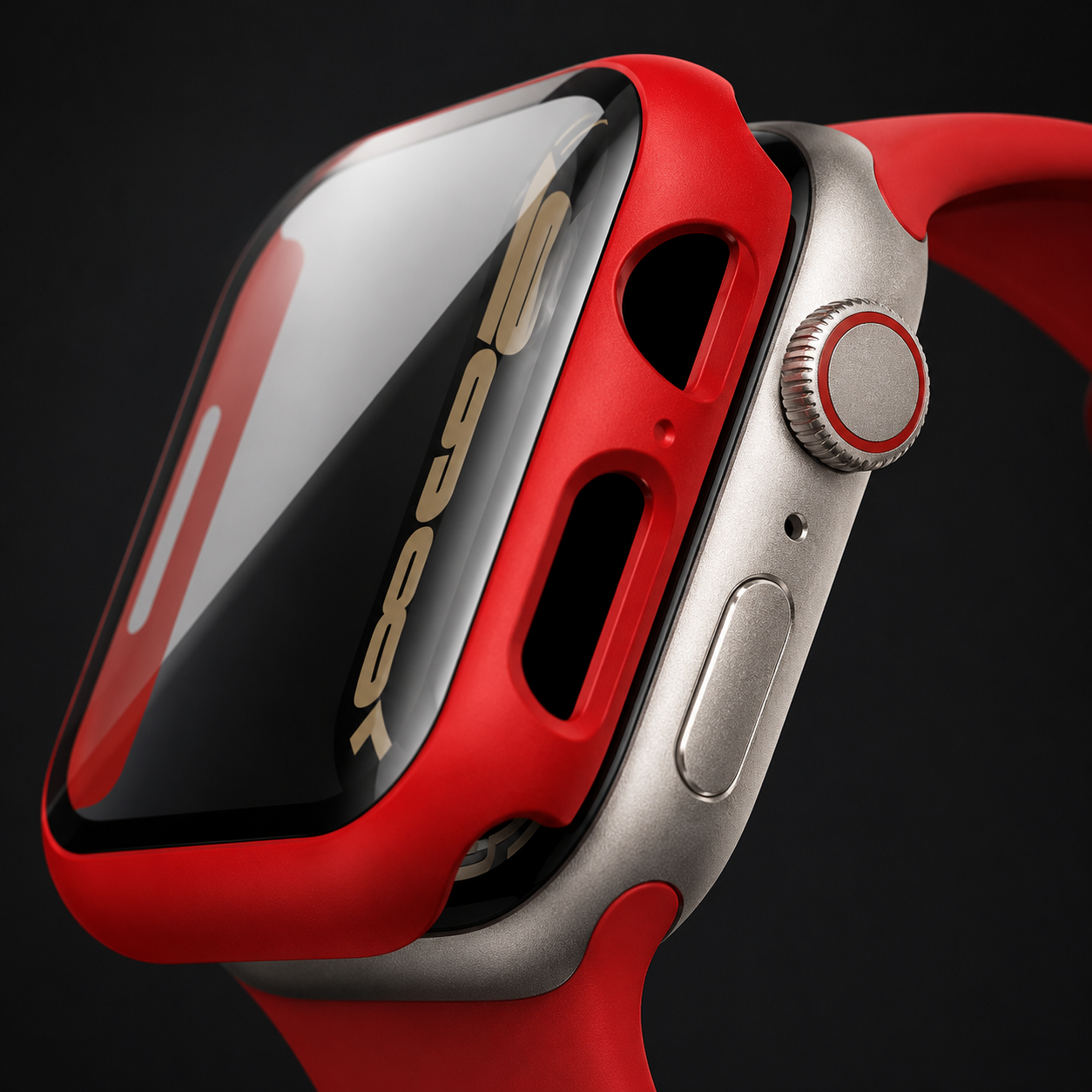 Apple Watch Protective Case | PC + Tempered Glass | Red | 38–49mm