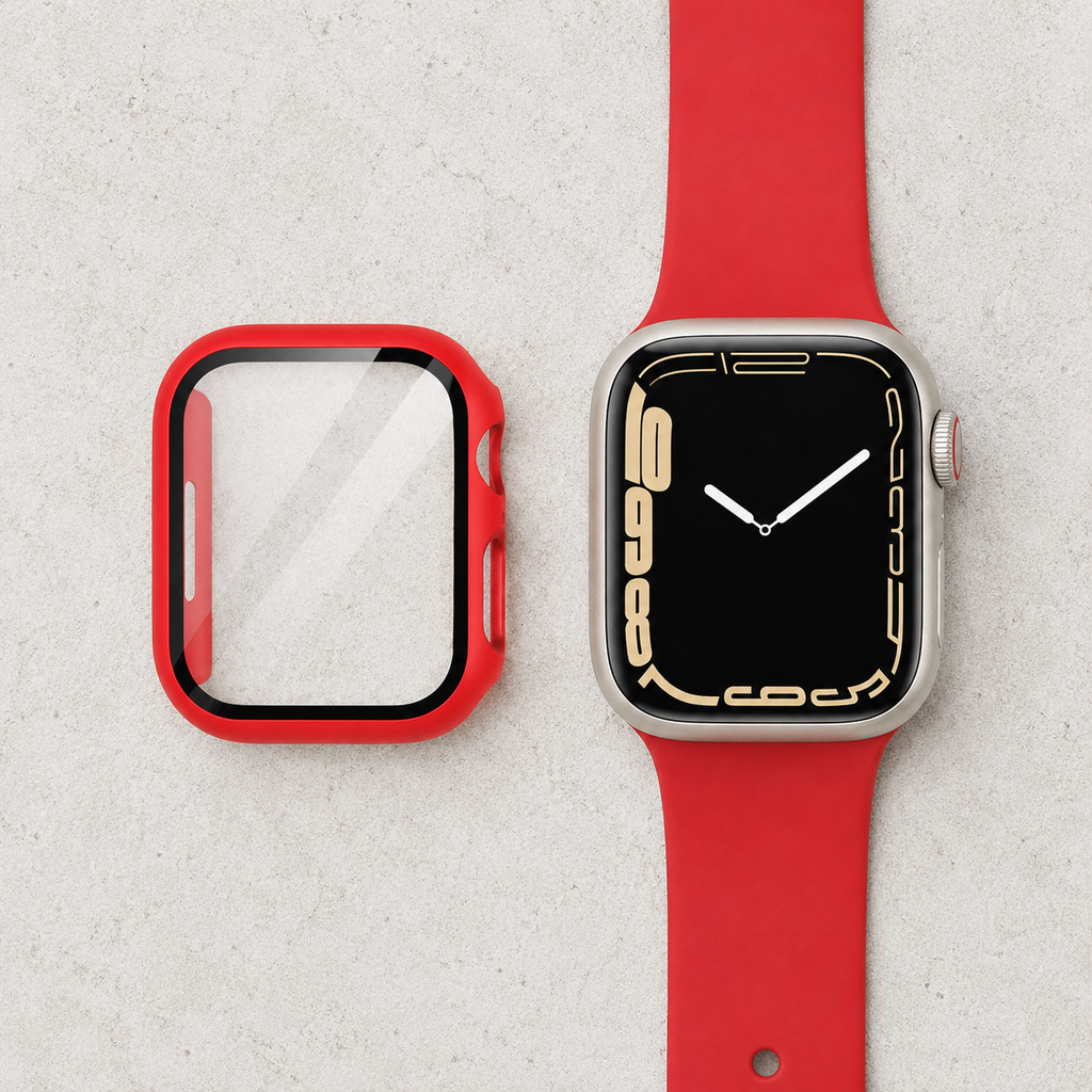 Apple Watch Protective Case | PC + Tempered Glass | Red | 38–49mm