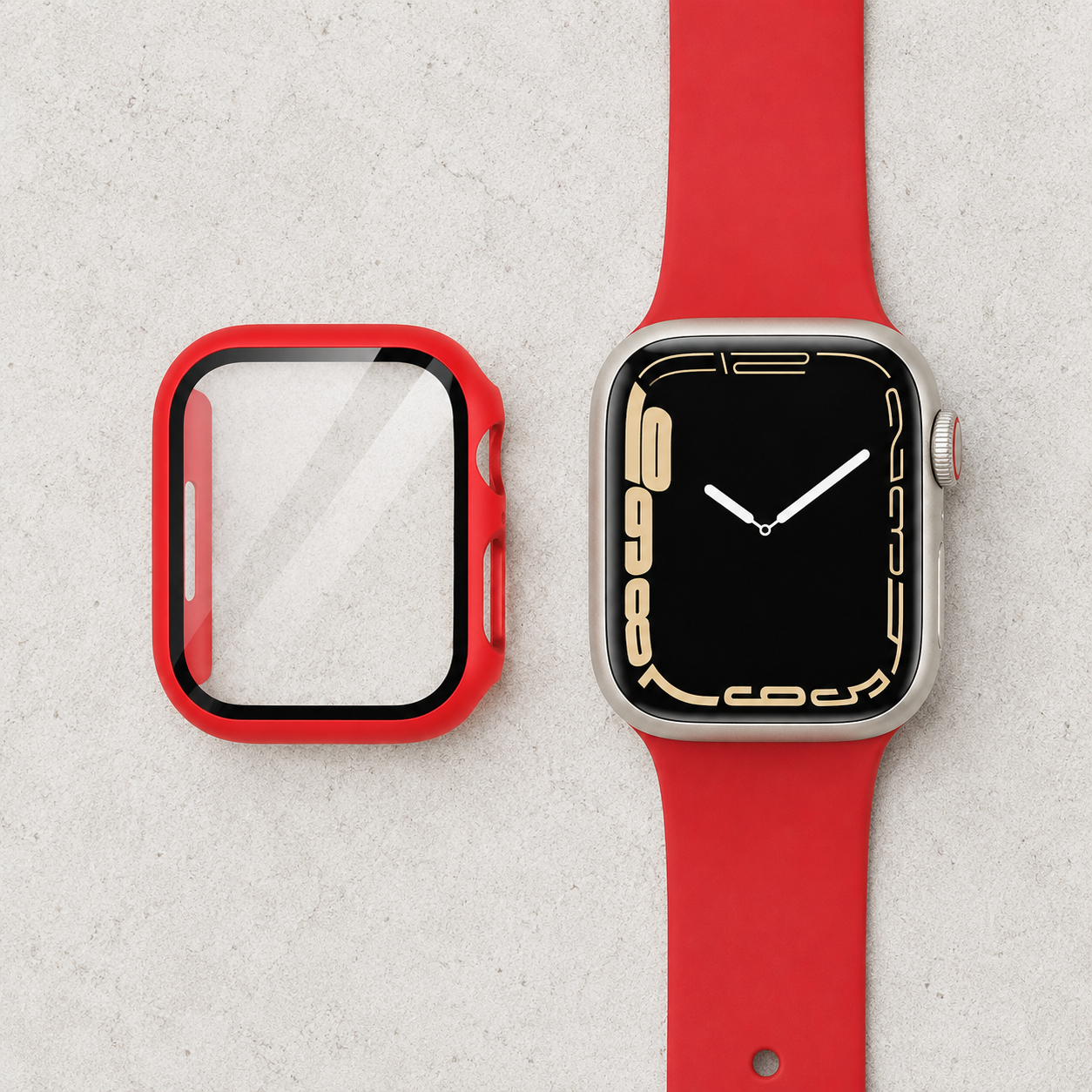 Apple Watch Protective Case | PC + Tempered Glass | Red | 38–49mm