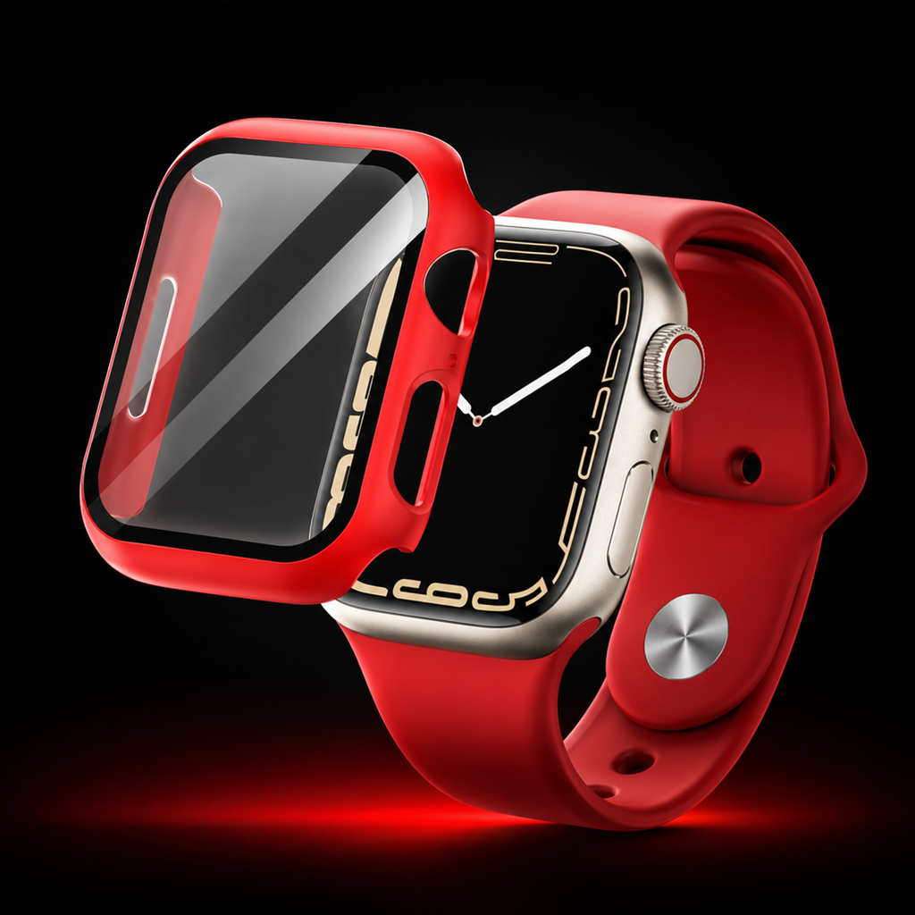 Apple Watch Protective Case | PC + Tempered Glass | Red | 38–49mm