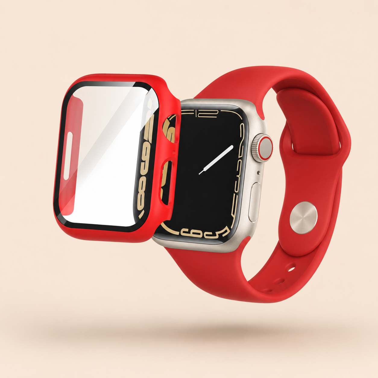Apple Watch Protective Case | PC + Tempered Glass | Red | 38–49mm