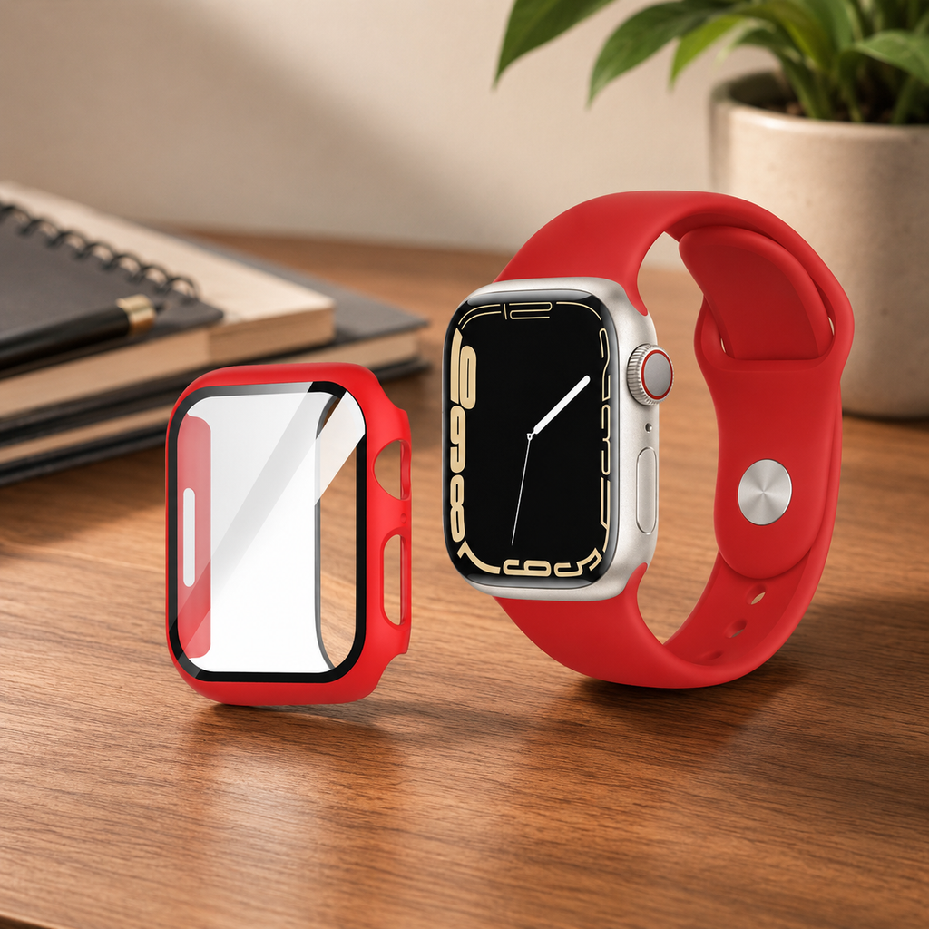 Apple Watch Protective Case | PC + Tempered Glass | Red | 38–49mm