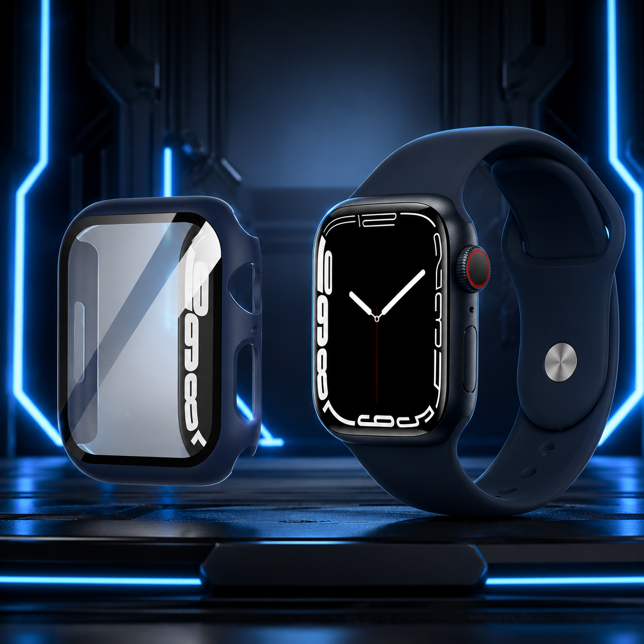 Apple Watch Protective Case | PC + Tempered Glass | Midnight Blue | 38–49mm