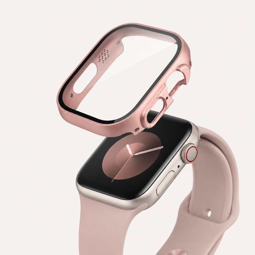 Apple Watch Protective Case | PC + Tempered Glass | Rose Gold | 38–49mm