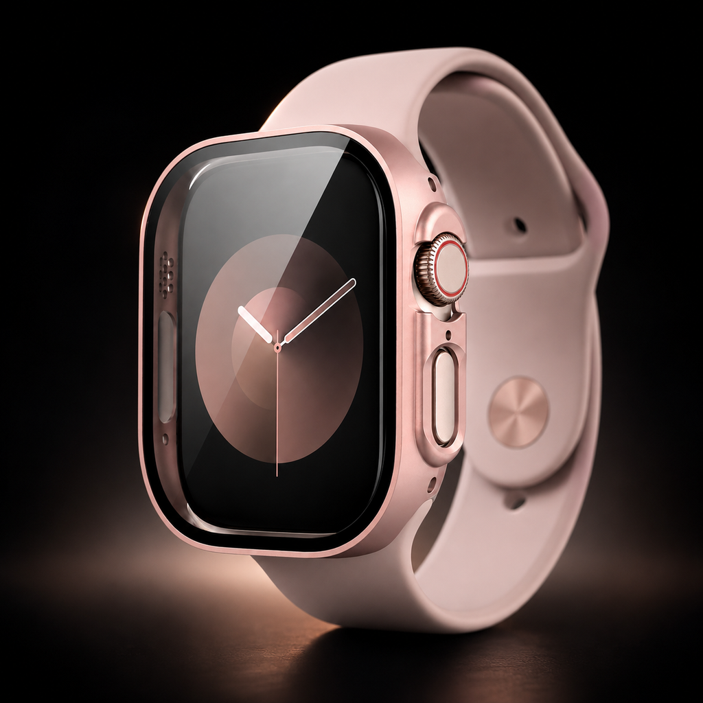 Apple Watch Protective Case | PC + Tempered Glass | Rose Gold | 38–49mm