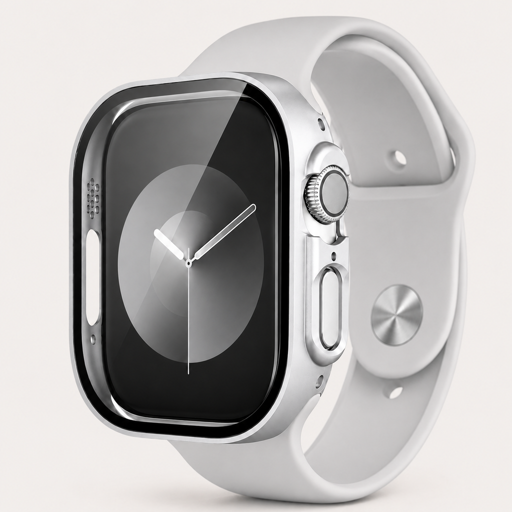 Apple Watch Protective Case | PC + Tempered Glass | Silver | 38–49mm