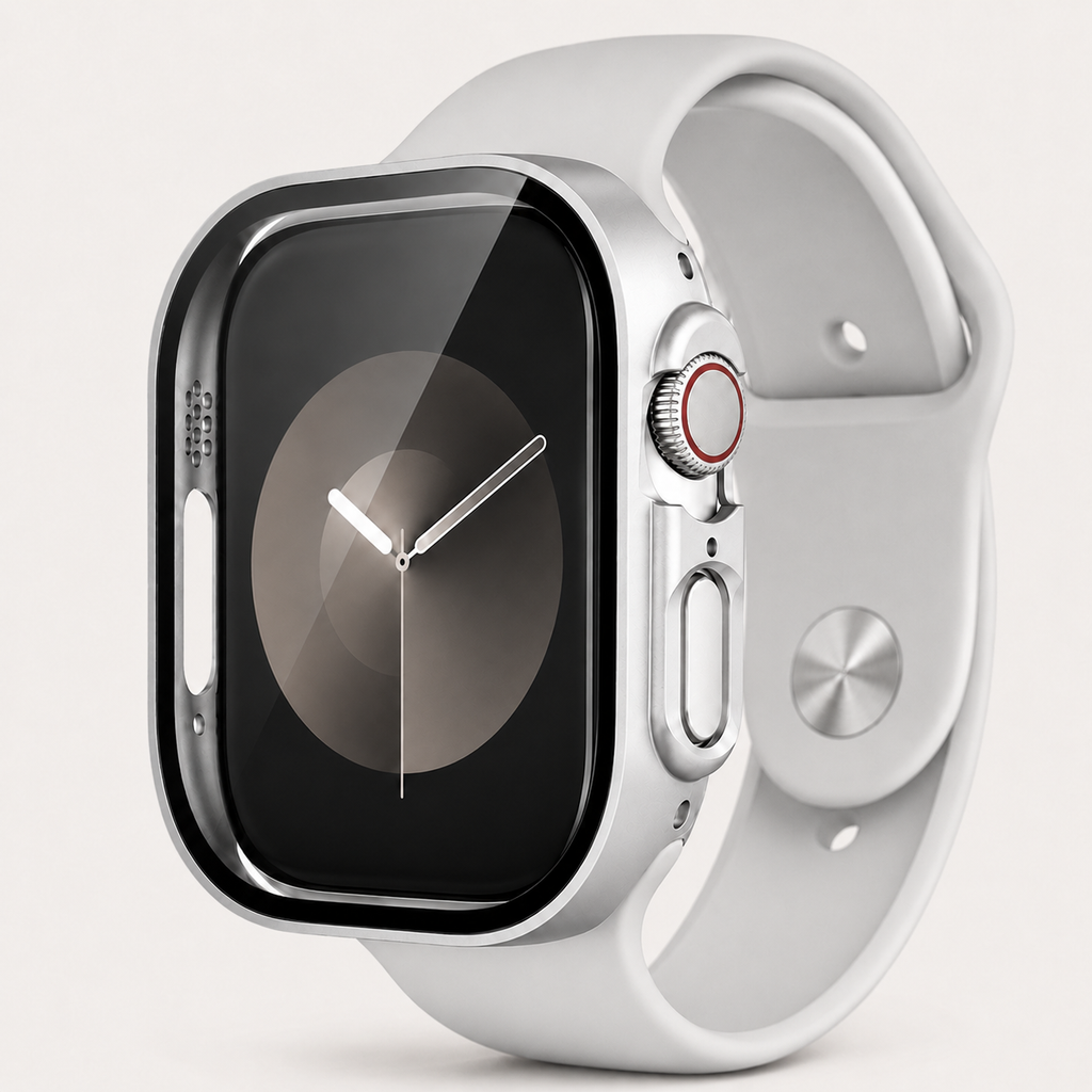 Apple Watch Protective Case | PC + Tempered Glass | Silver | 38–49mm