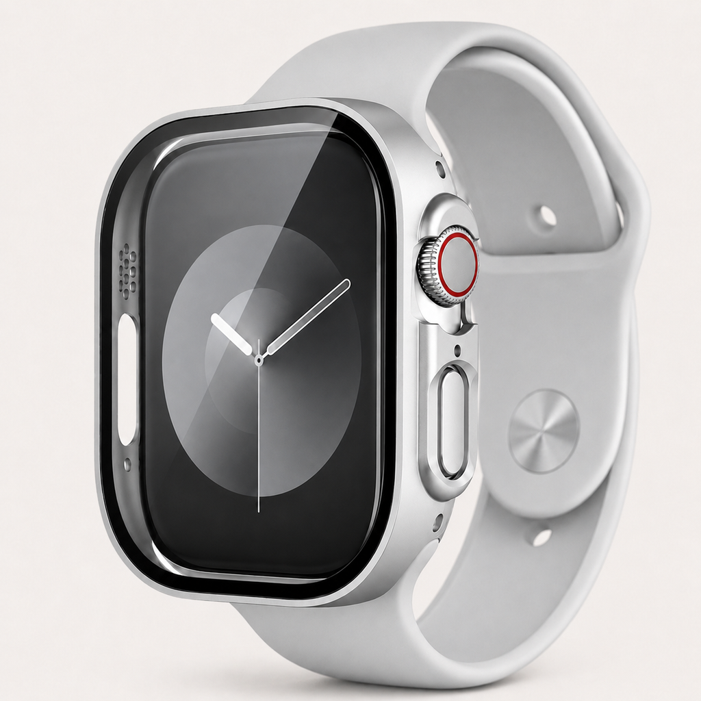 Apple Watch Protective Case | PC + Tempered Glass | Silver | 38–49mm