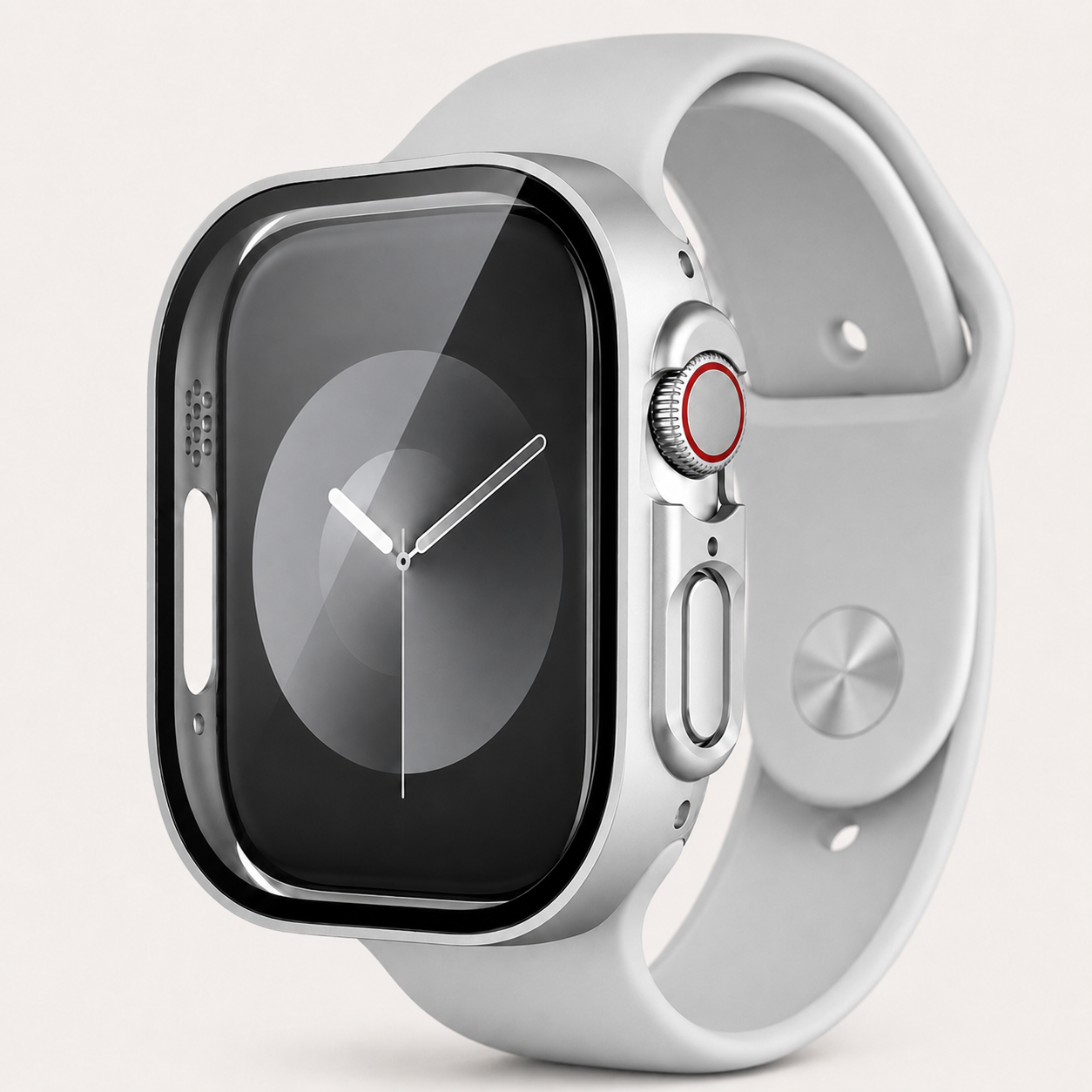 Apple Watch Protective Case | PC + Tempered Glass | Silver | 38–49mm