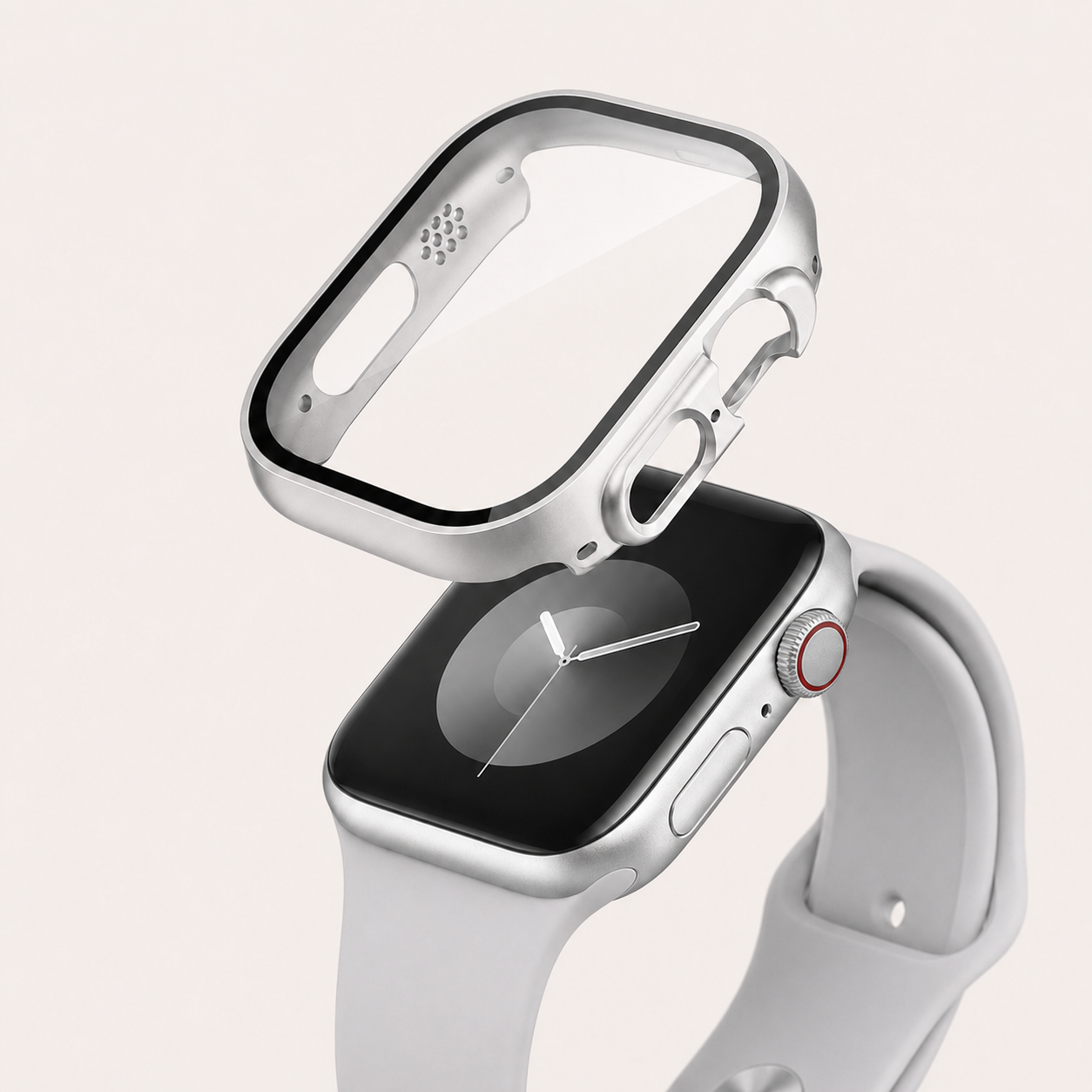 Apple Watch Protective Case | PC + Tempered Glass | Silver | 38–49mm