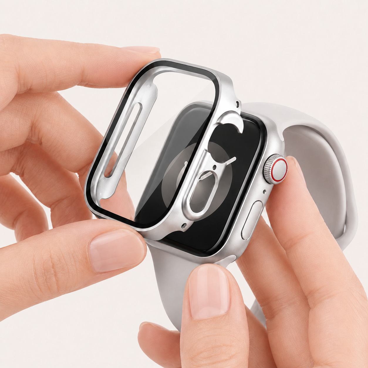 Apple Watch Protective Case | PC + Tempered Glass | Silver | 38–49mm