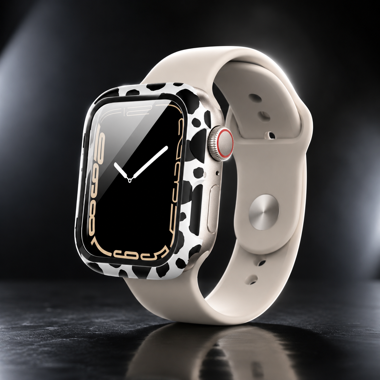 Apple Watch Protective Case | PC + Tempered Glass | White Leopard Print | 38–49mm