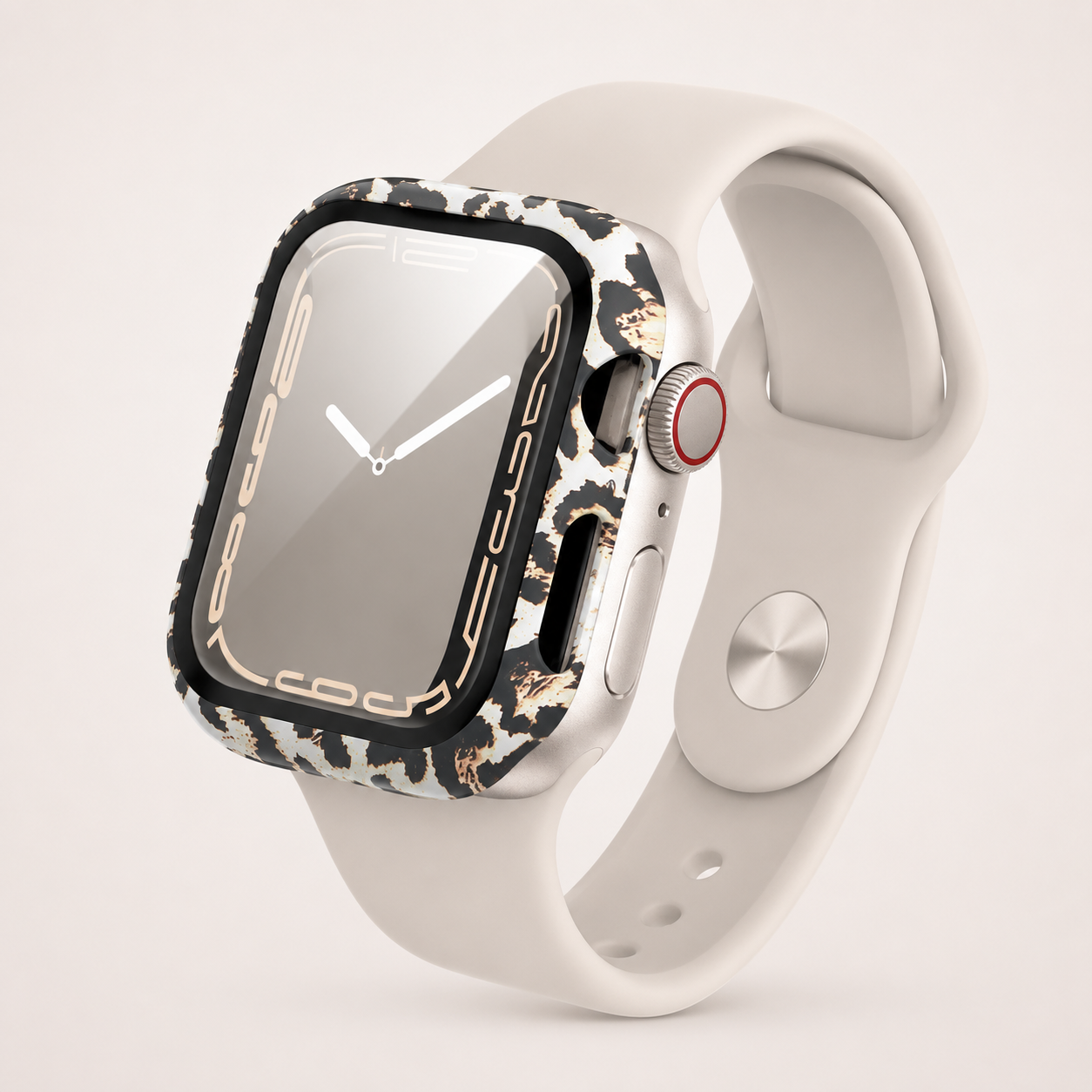 Apple Watch Protective Case | PC + Tempered Glass | Black Leopard Print | 38–49mm