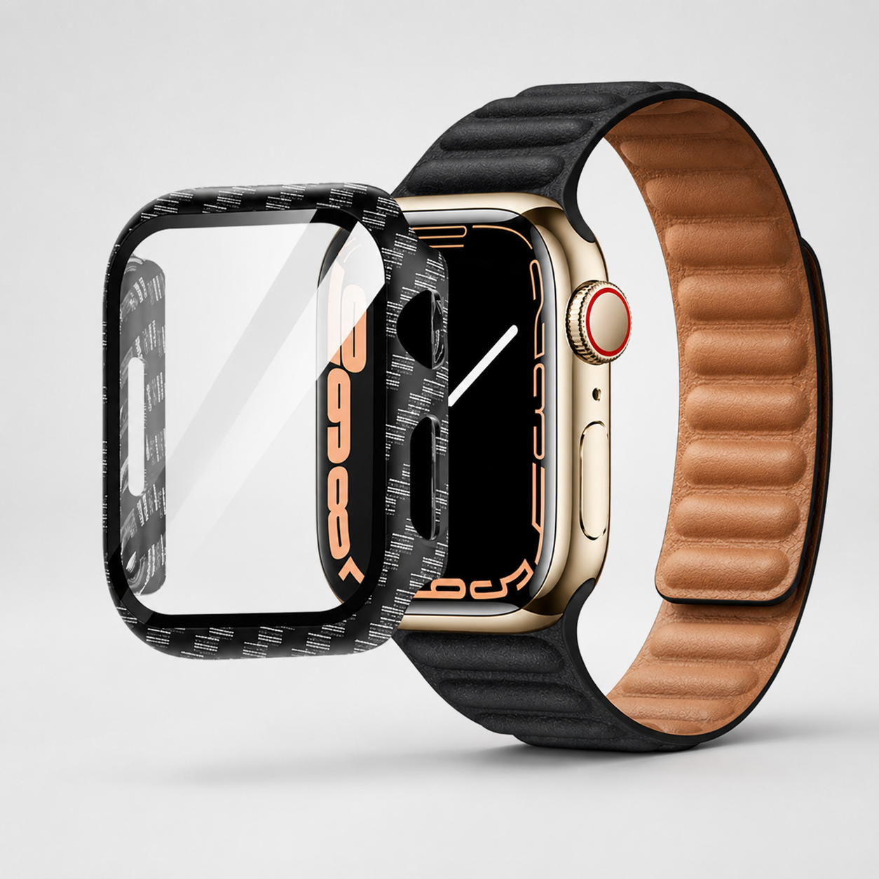 Apple Watch Protective Case | PC + Tempered Glass | Carbon Fibre Pattern | 38–49mm