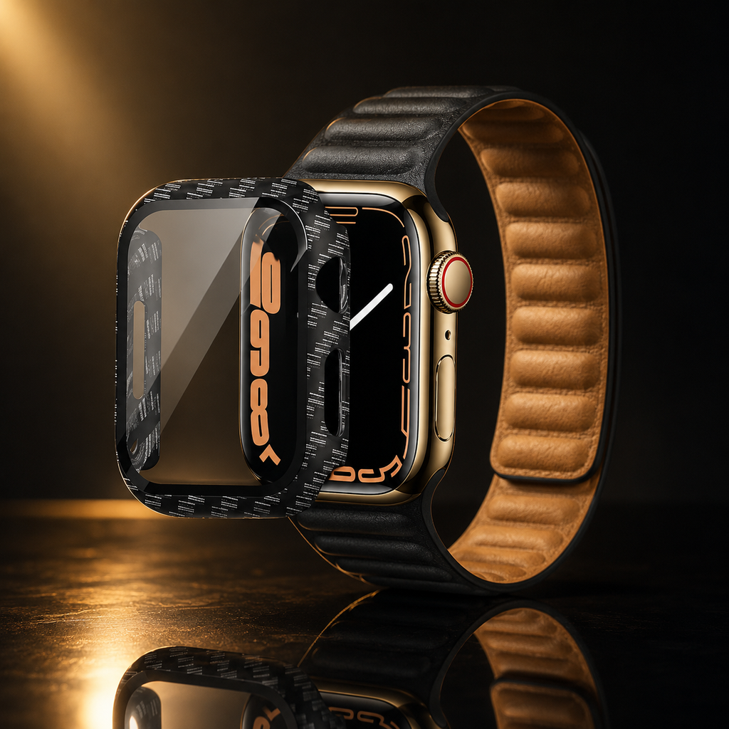 Apple Watch Protective Case | PC + Tempered Glass | Carbon Fibre Pattern | 38–49mm