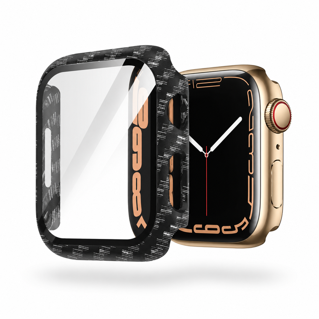 Apple Watch Protective Case | PC + Tempered Glass | Carbon Fibre Pattern | 38–49mm