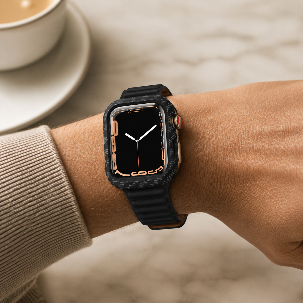 Apple Watch Protective Case | PC + Tempered Glass | Carbon Fibre Pattern | 38–49mm