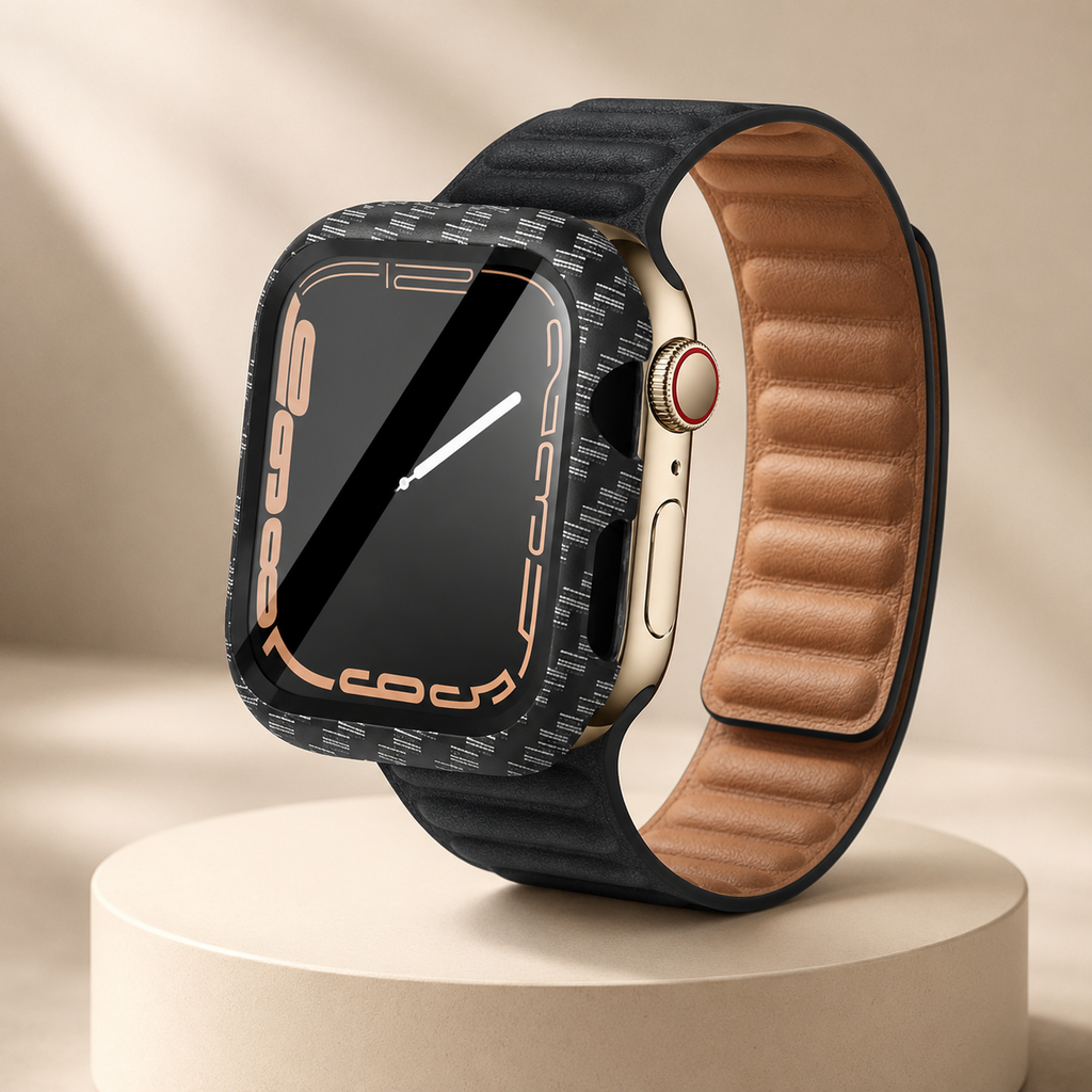 Apple Watch Protective Case | PC + Tempered Glass | Carbon Fibre Pattern | 38–49mm