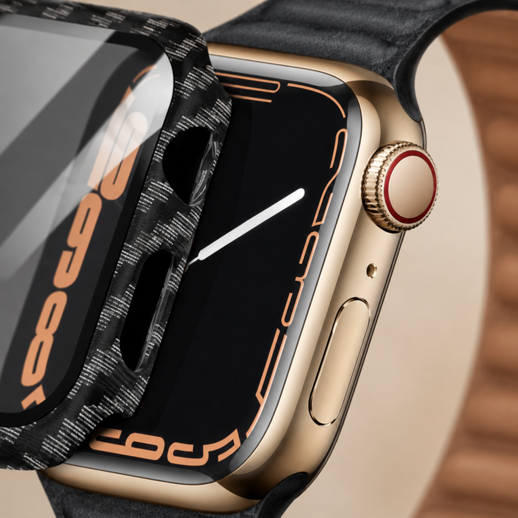 Apple Watch Protective Case | PC + Tempered Glass | Carbon Fibre Pattern | 38–49mm
