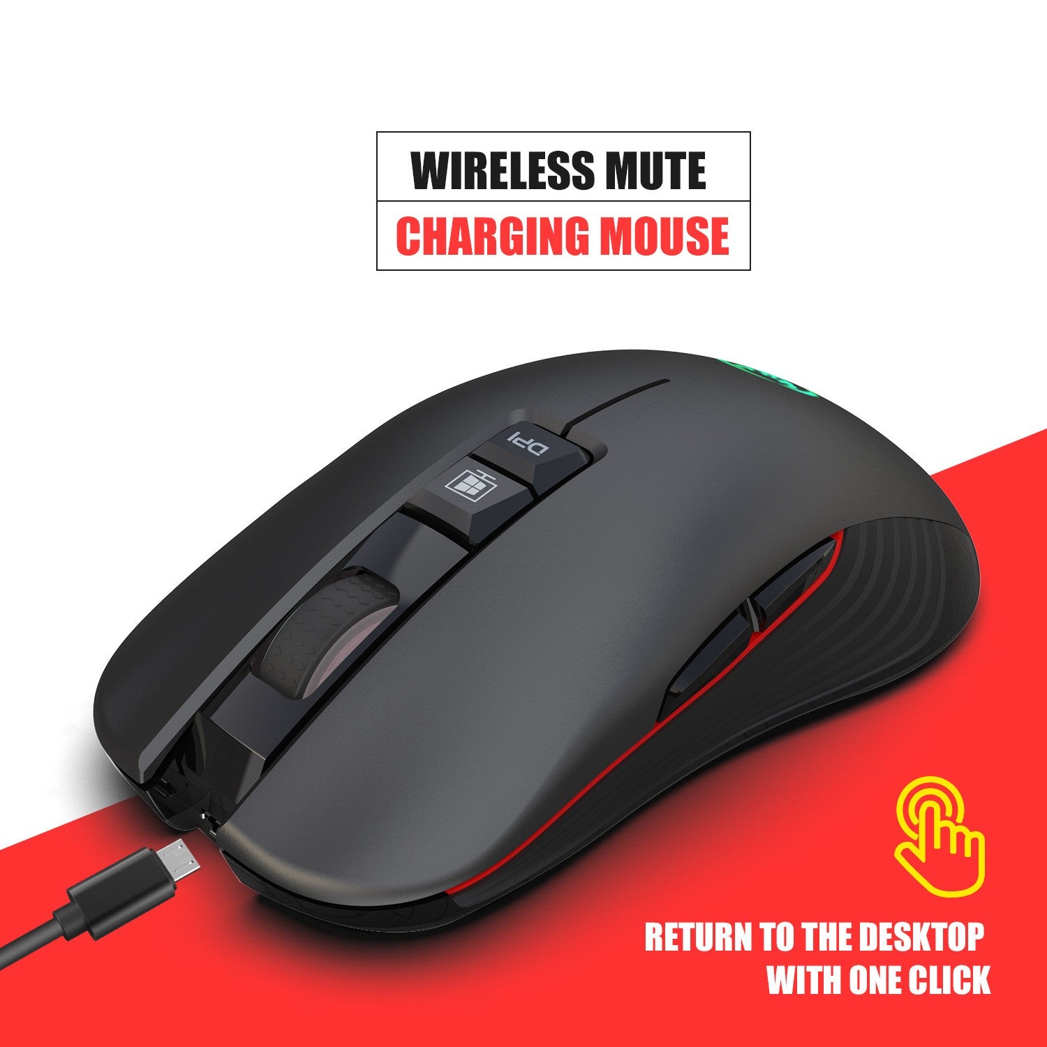T30 Ergonomic Wireless Gaming Mouse - 7-Colour RGB, 3600 DPI, 8 Buttons, 750mAh | USB Rechargeable