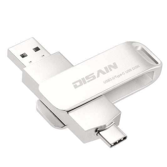 USB-C & USB 3.0 Dual Flash Drive - Rotating Metal Design