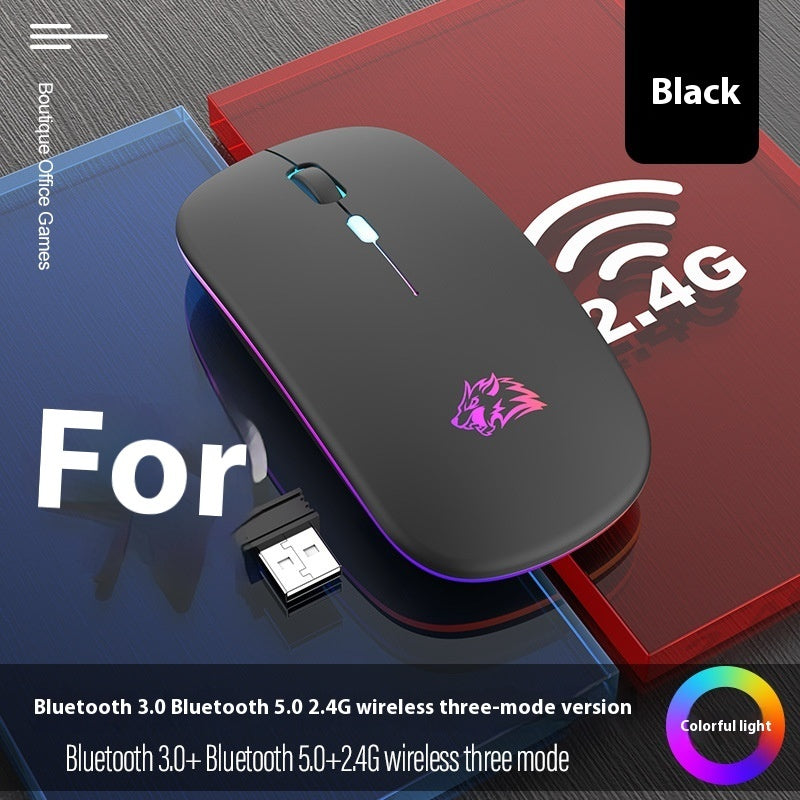 X15 Silent Wireless Mouse - Bluetooth, USB Receiver & Rechargeable with RGB Light