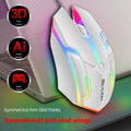 F1 Wired Luminous Mouse - USB, 1.4m Cable, Slim Profile | White & Black