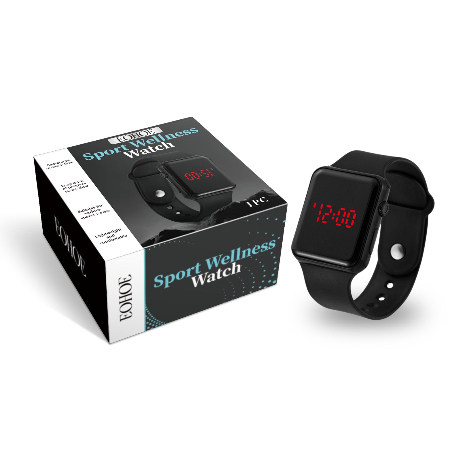 Sport Wellness Watch – Lightweight Silicone Wristband Activity Tracker – 1PC