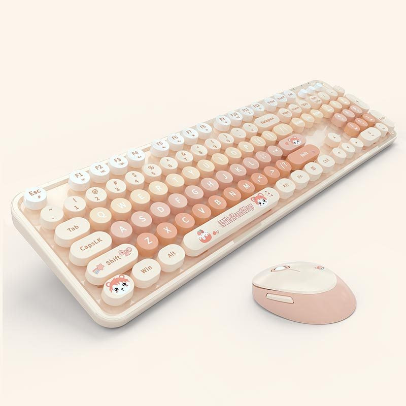Aesthetic Wireless Keyboard & Mouse Combo - 13 Colourways | Purple, Pink, Blue, Green, Milk Tea & More