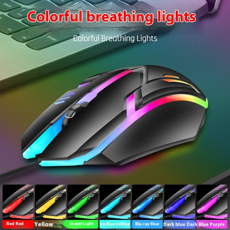F1 Wired Luminous Mouse - USB, 1.4m Cable, Slim Profile | White & Black