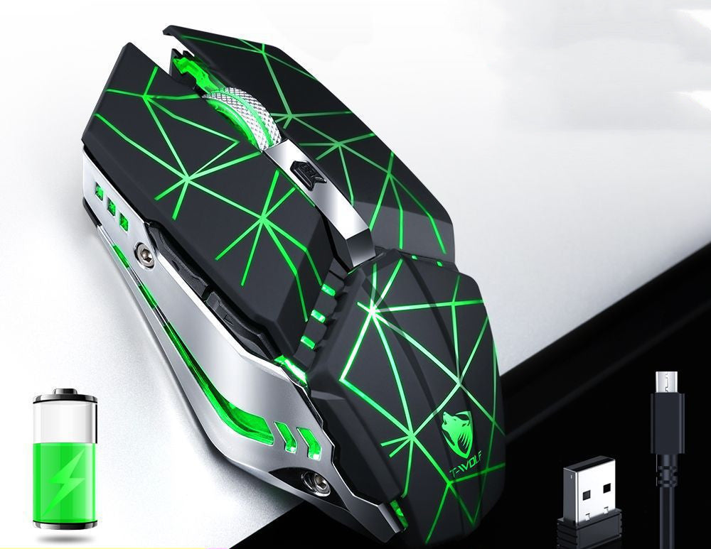 Wireless Silent RGB Gaming Mouse - 3000 DPI, 6 Buttons, USB Rechargeable | Black, Star Black & White