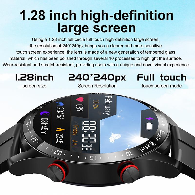 Business Smart Watch – 1.3" Display, Bluetooth Calling & Leather Strap – Silver steel strip