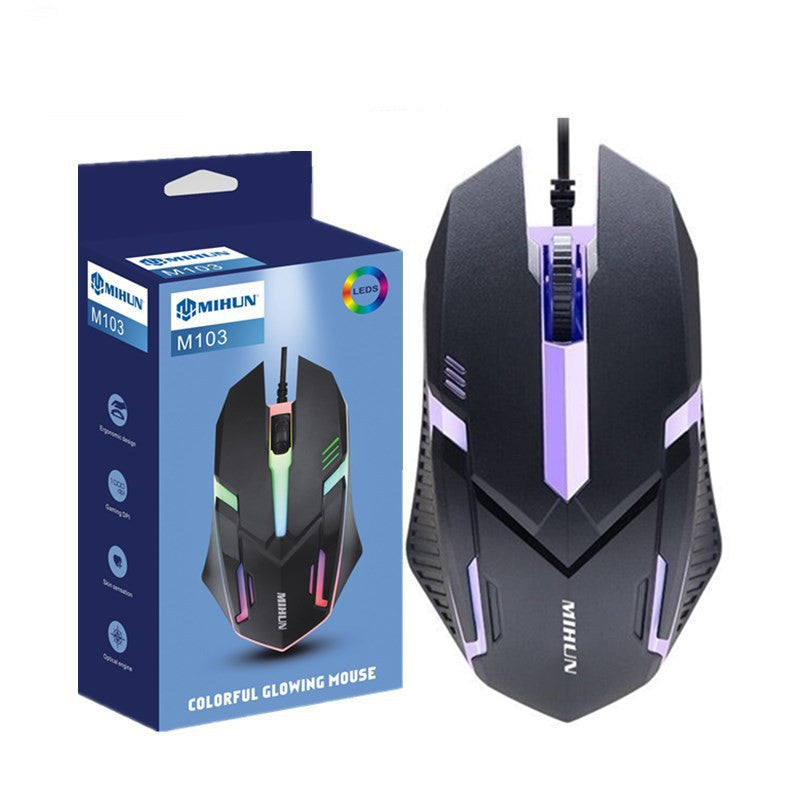 M103 Wired RGB Mouse - 1000 DPI, 3 Buttons, 1.35m Cable | White & Black